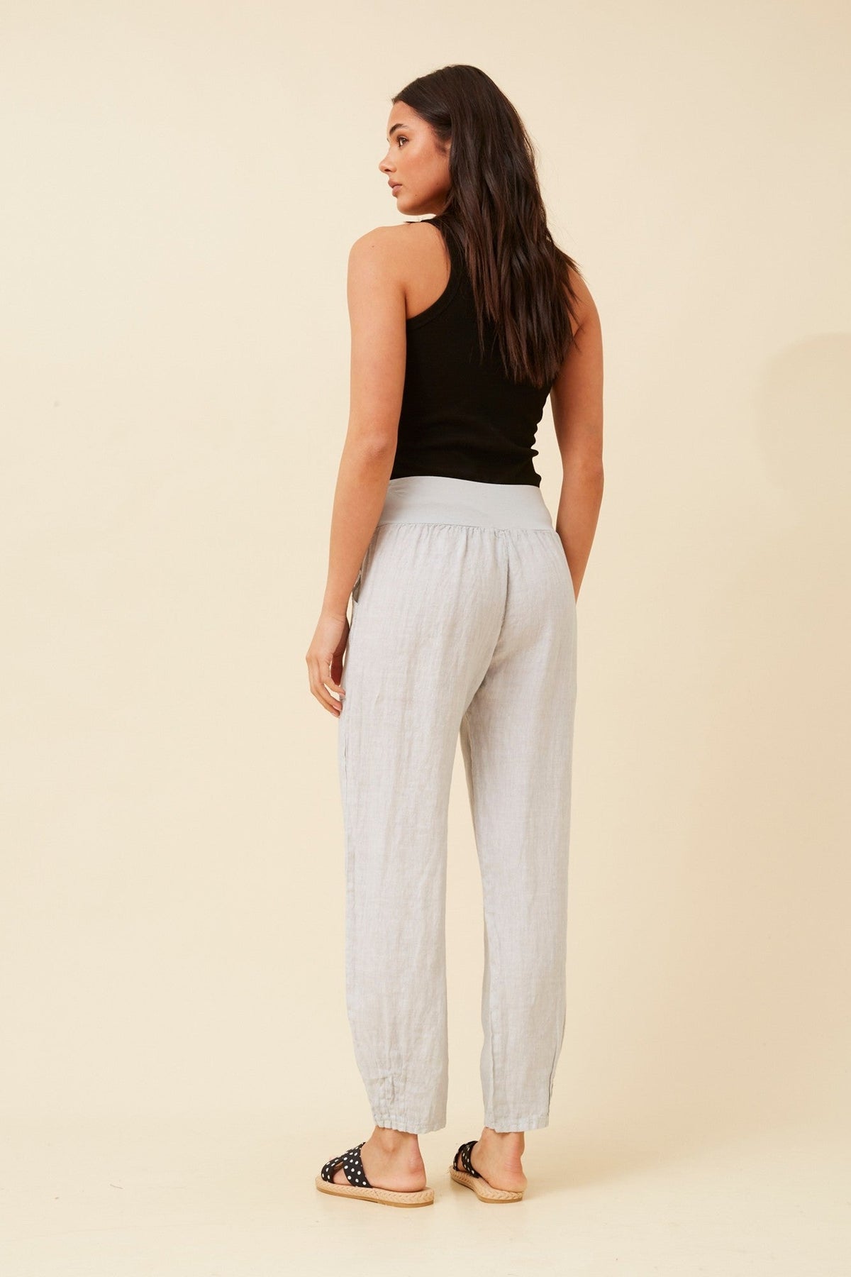 BOTTEGA MODA FINN SOLID LINEN PANTS (Perla)
