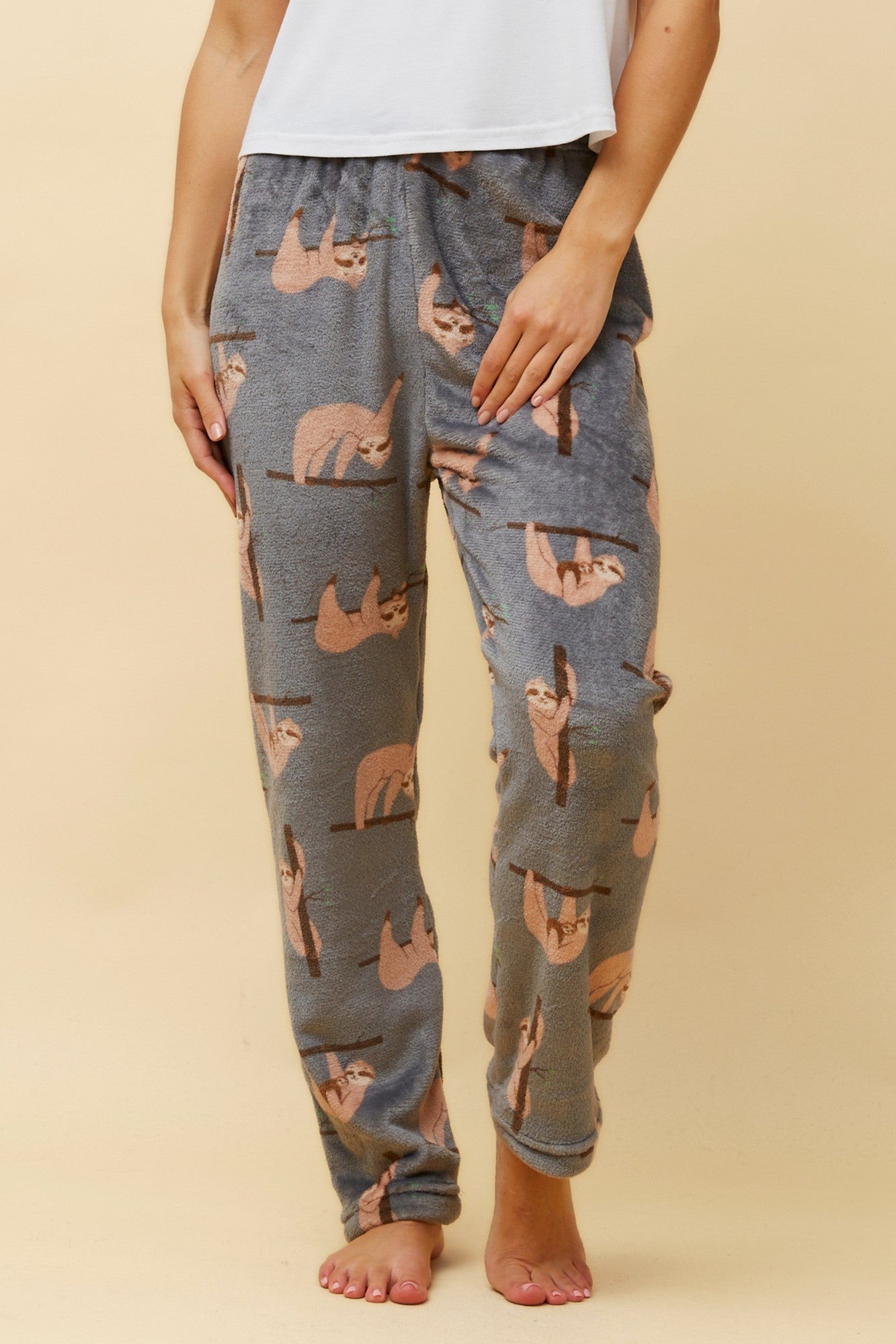 LEE SLOTH PRINT PYJAMA PANTS (Black)
