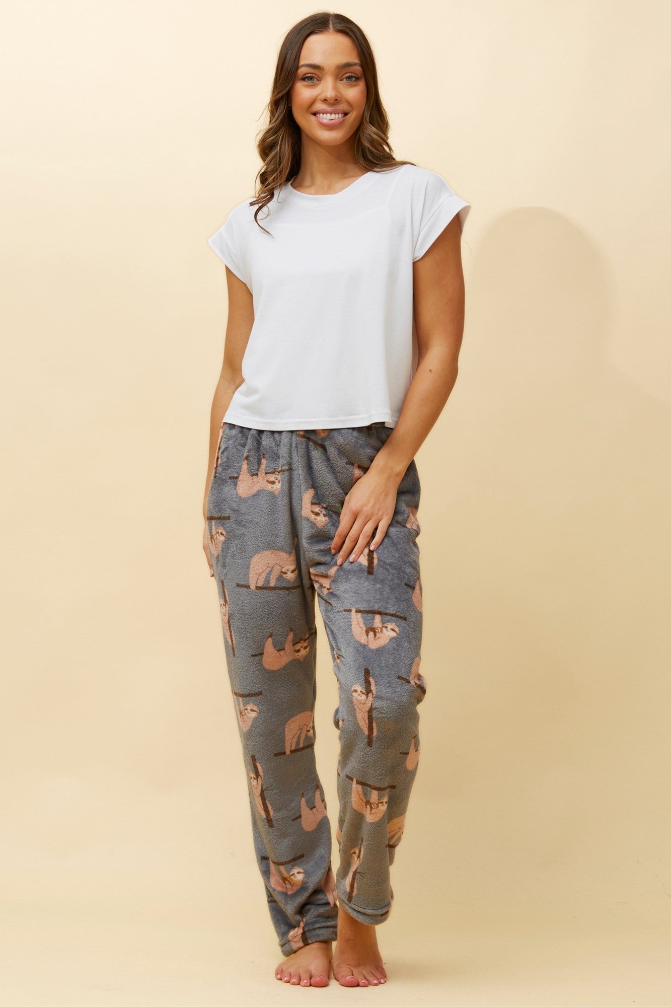 LEE SLOTH PRINT PYJAMA PANTS (Black)