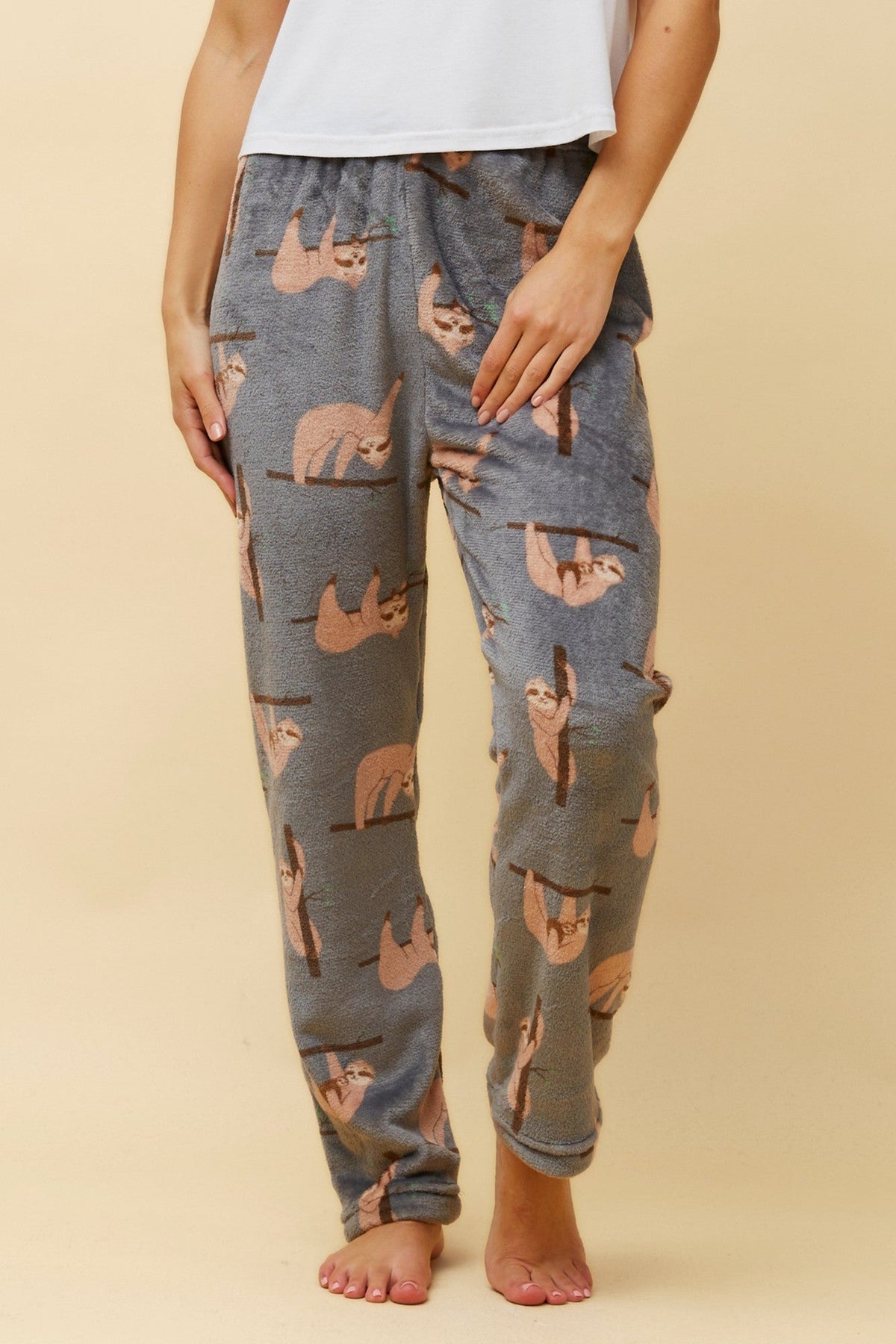 LEE SLOTH PRINT PYJAMA PANTS (Black)