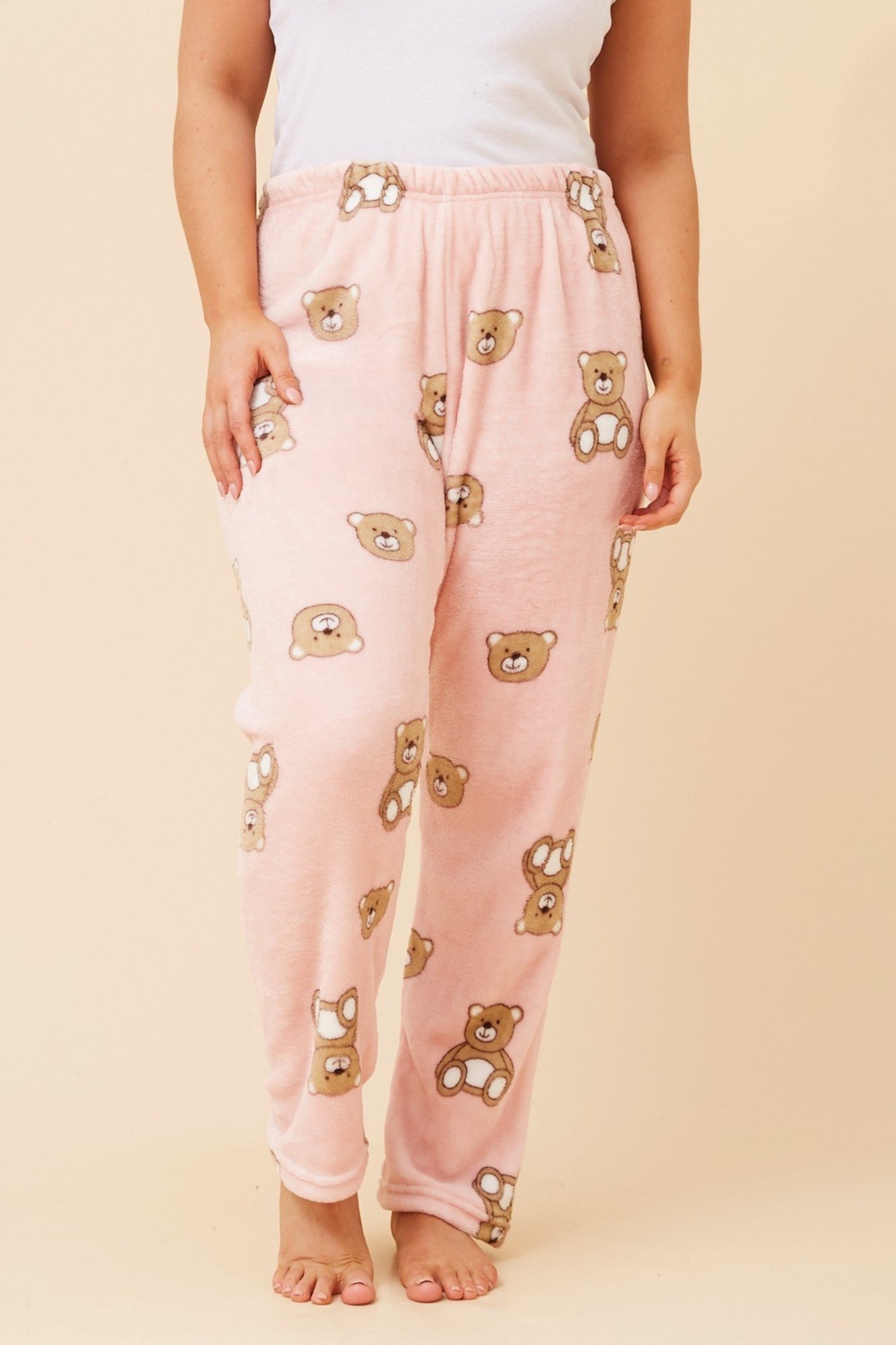 LEE TEDDY BEAR PLUSH PYJAMA PANT (Pink)