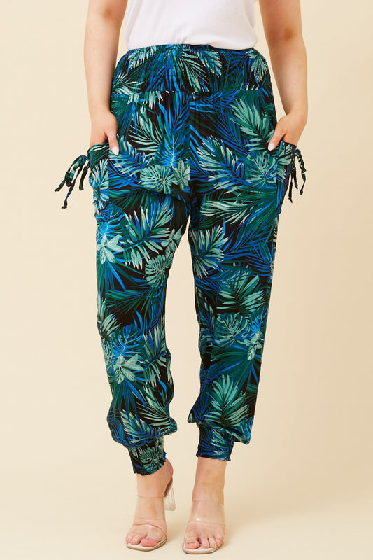 Caroline Morgan Australia TROPICAL PRINT HAREM PANTS (Multi Blue)