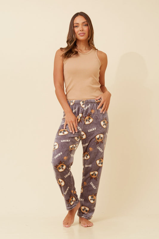 LEE REINDEER PRINT PLUSH PYJAMA PANTS (Grey)
