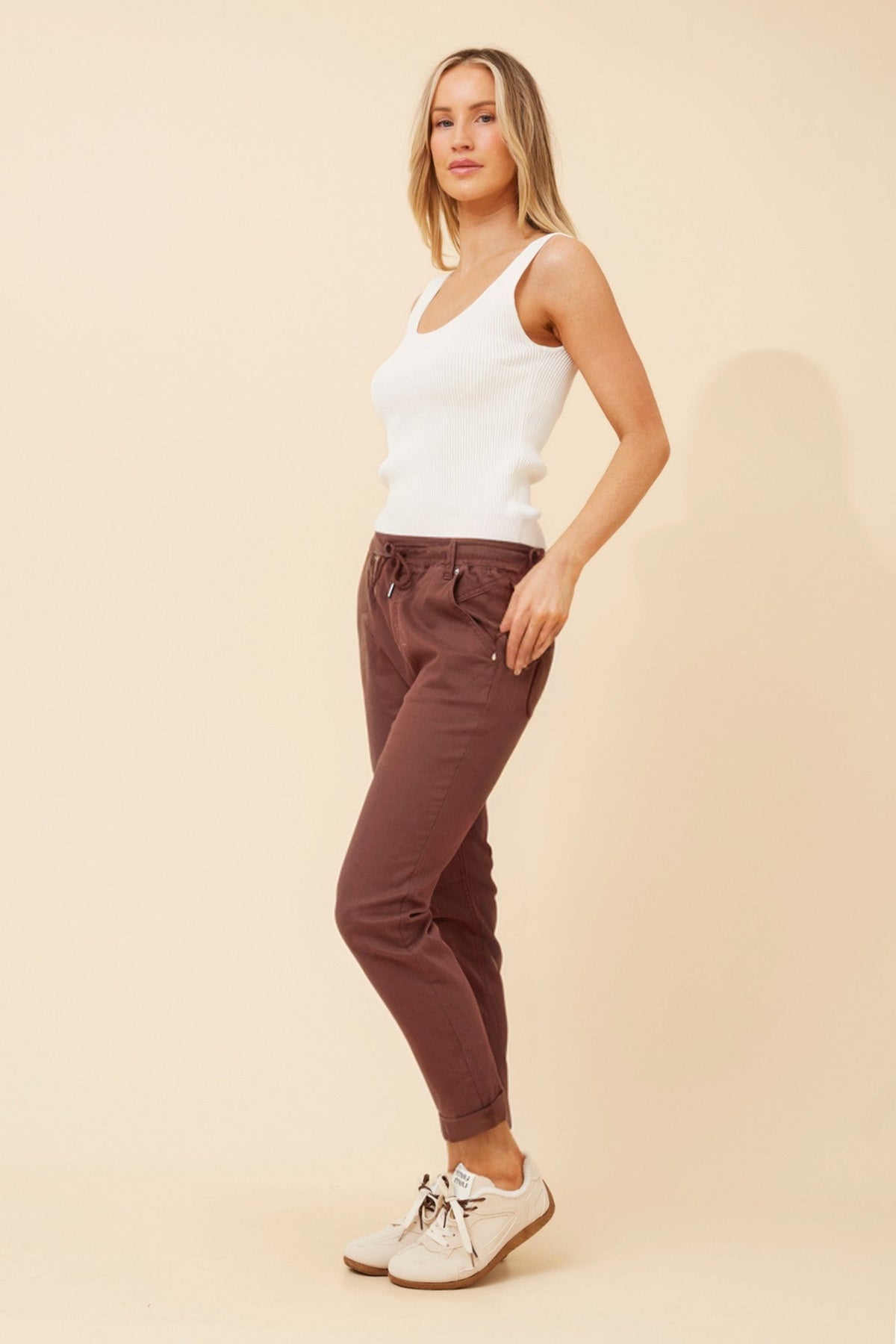 Caroline Morgan Australia RAYNA SOLID JOGGER PANTS (Chocolate)