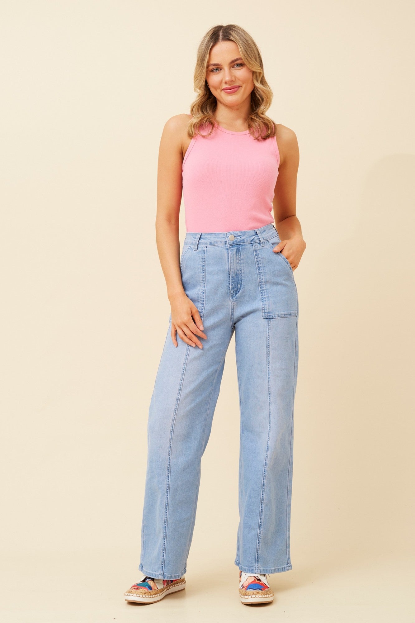 RACH WIDE LEG DENIM PANTS (Light Denim)