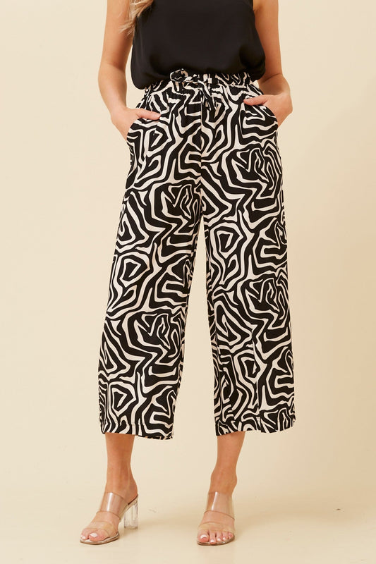 SUZE ABSTRACT PRINT CULOTTES (Black)