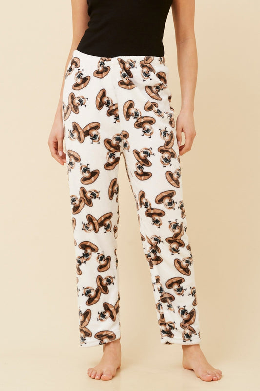 LEE MUSHROOM PRINT PLUSH PYJAMA PANTS (Multi White)