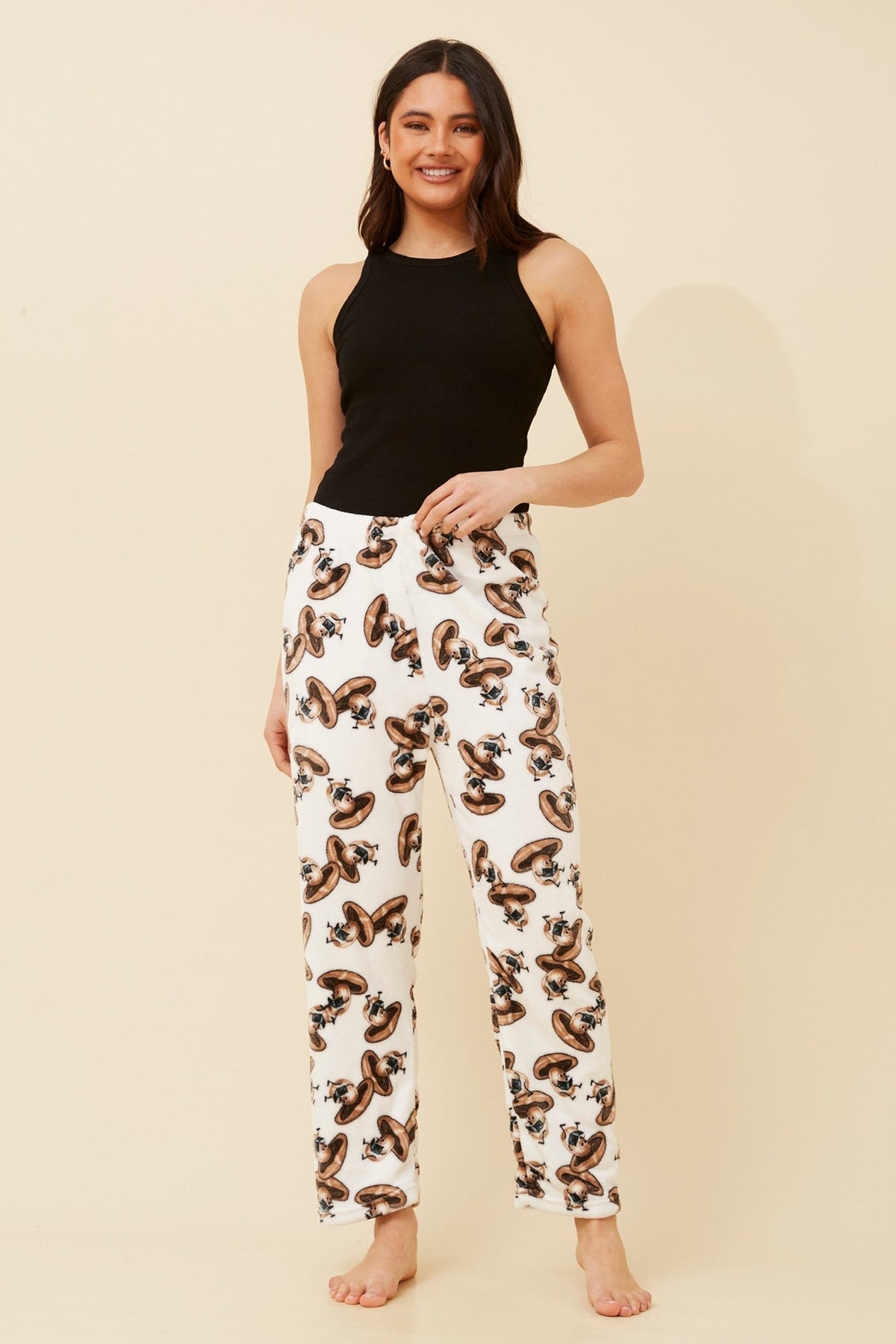 LEE MUSHROOM PRINT PLUSH PYJAMA PANTS (Multi White)
