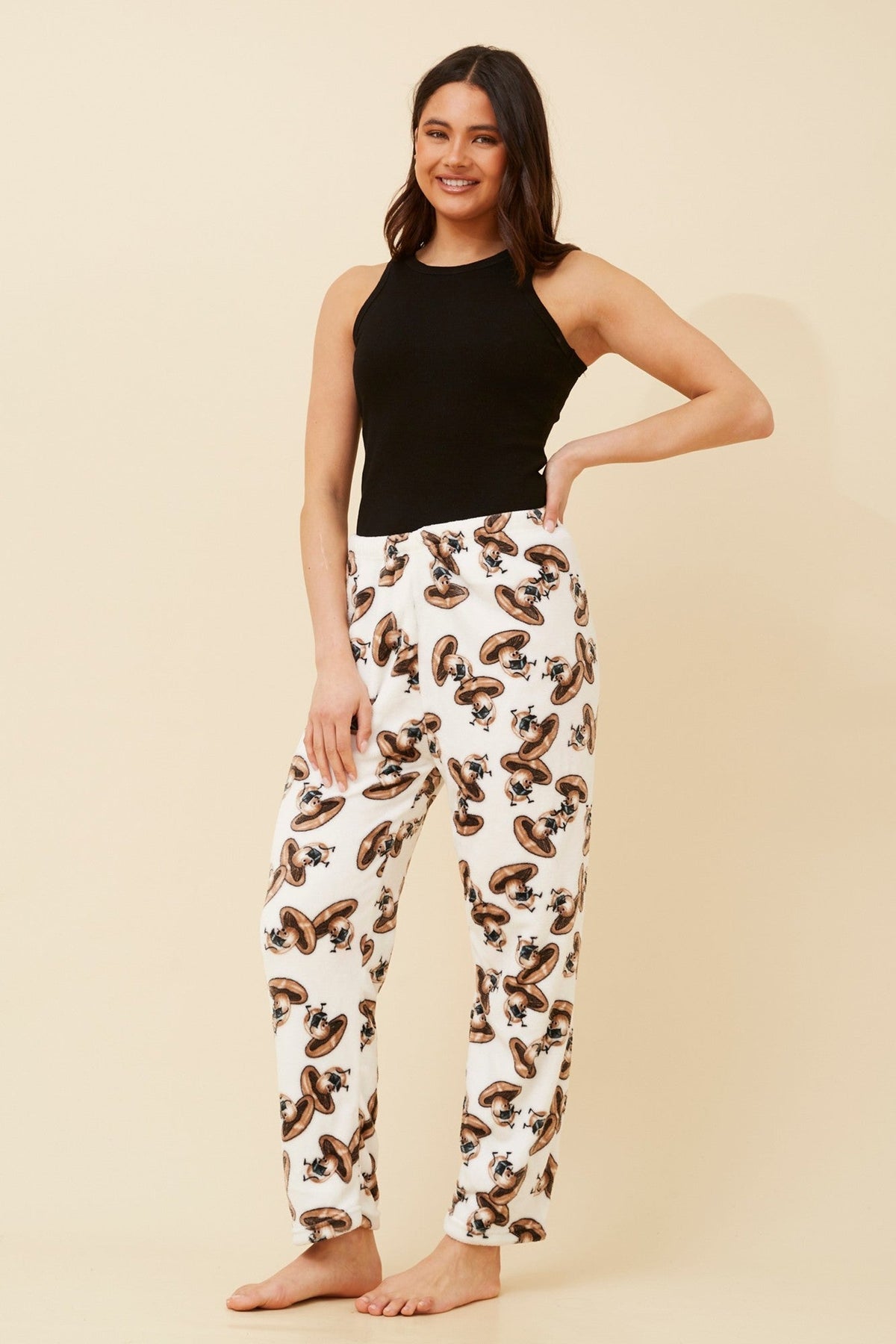 LEE MUSHROOM PRINT PLUSH PYJAMA PANTS (Multi White)