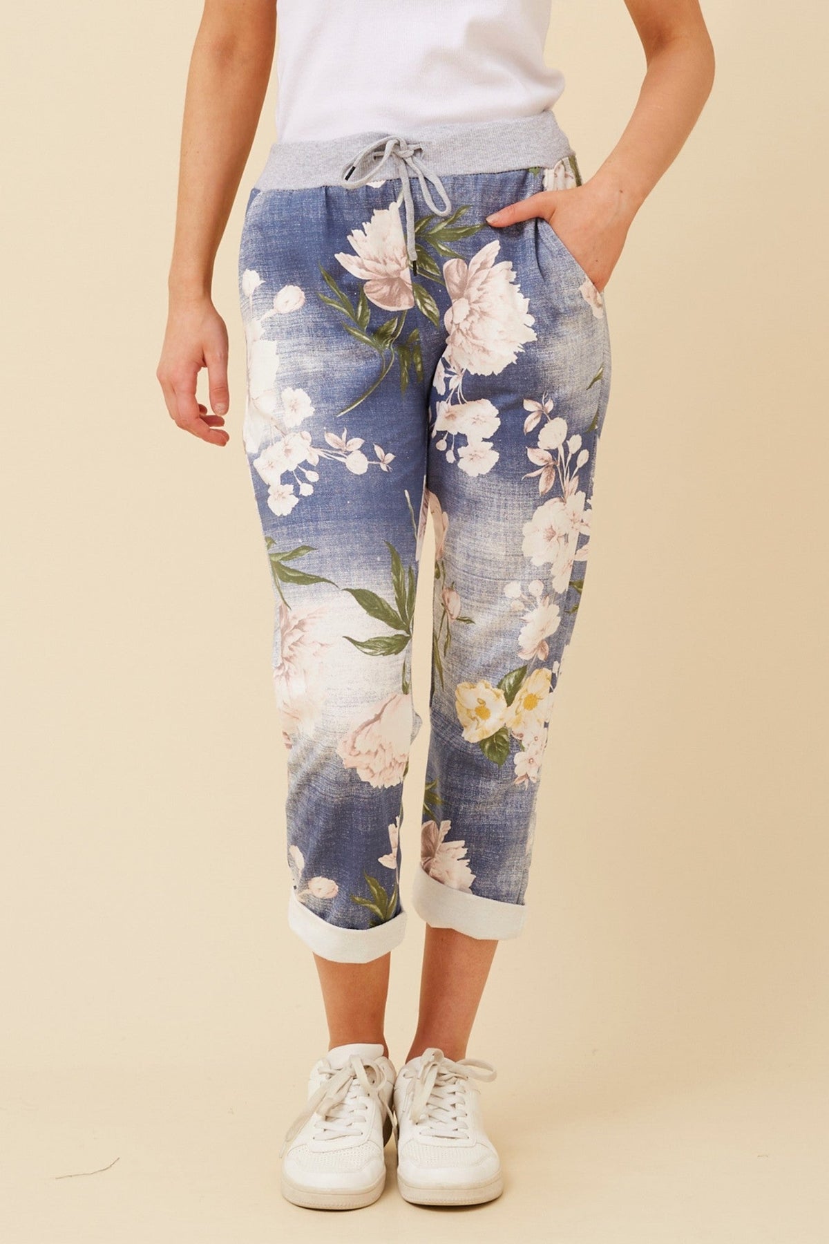 GINNA FLORAL JOGGER PANTS (Denim)