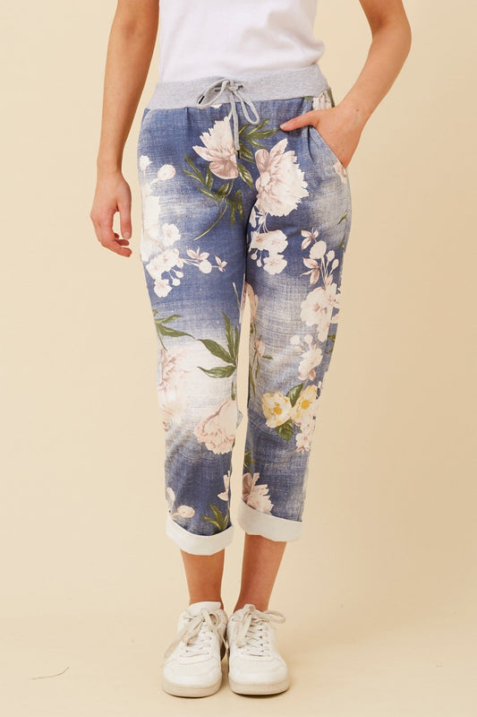 GINNA FLORAL JOGGER PANTS (Denim)