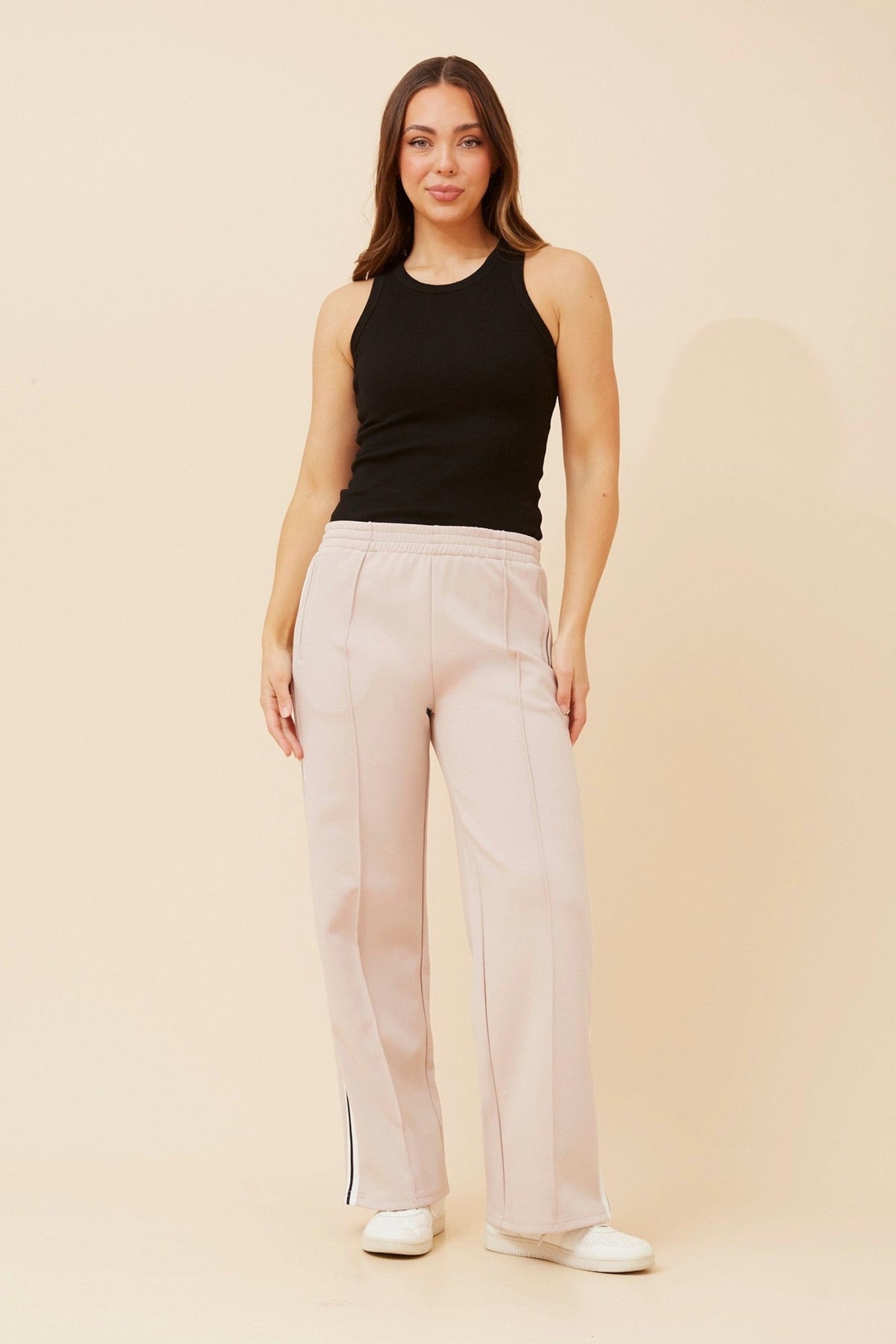 ORTENSA SIDE STRIPE PANTS (Bitter Chocolate)