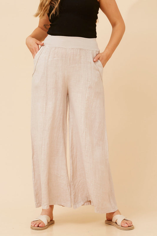 BOTTEGA MODA AMILITA WIDE LEG PANTS (Linen)