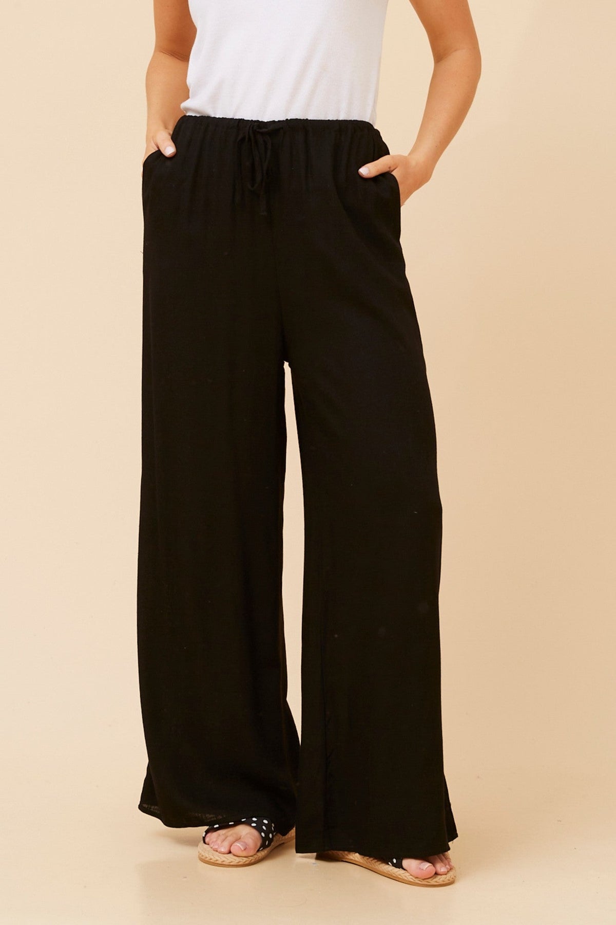 DONNY LINEN BLEND PANTS (Black)