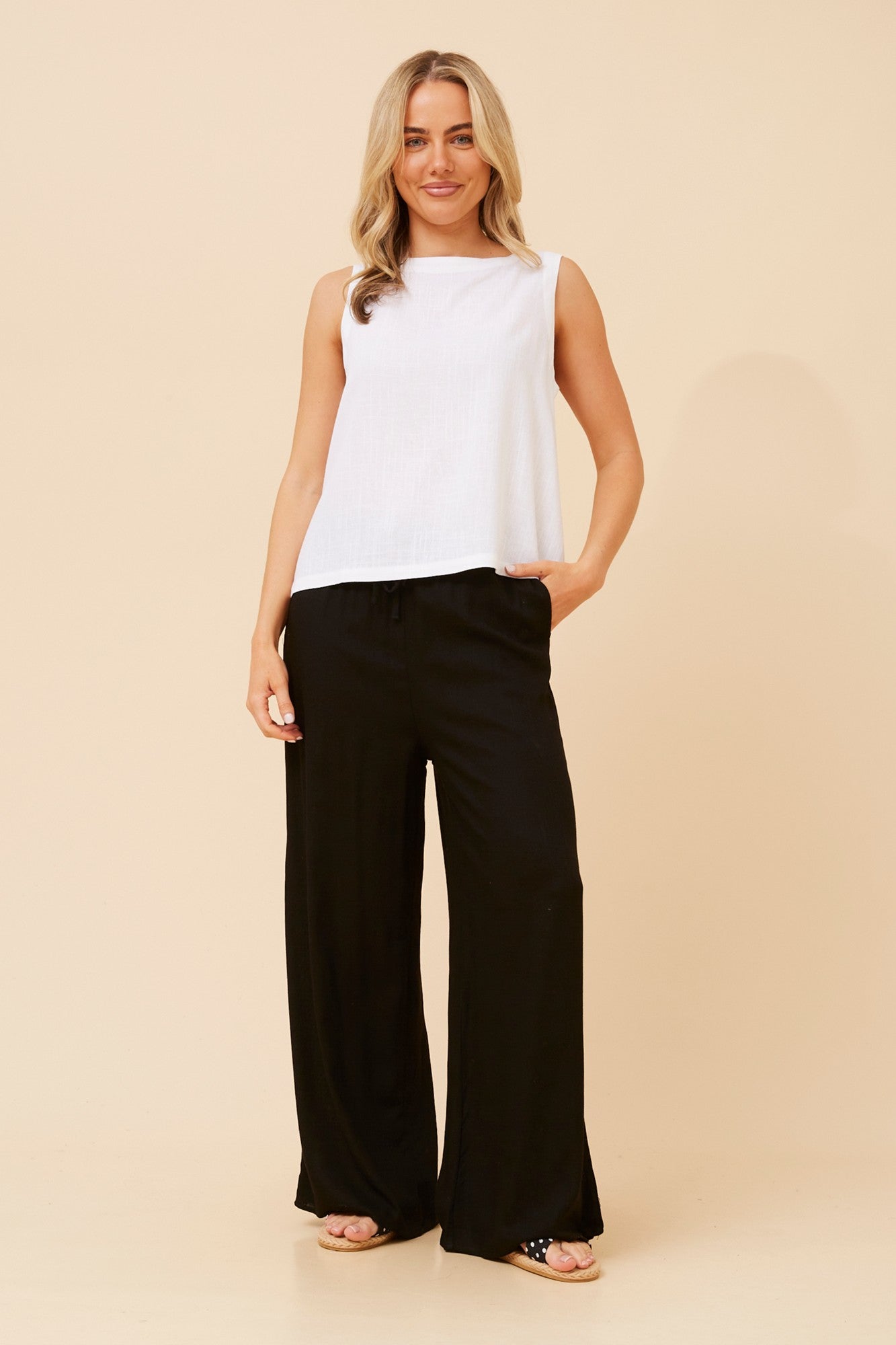 DONNY LINEN BLEND PANTS (Black)