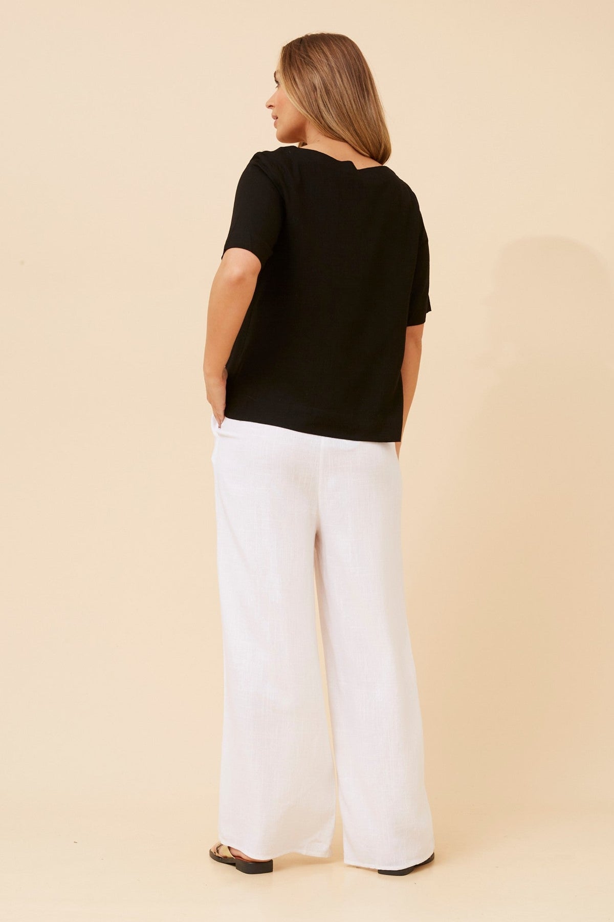 Caroline Morgan Australia DONNY LINEN BLEND PANTS (White)