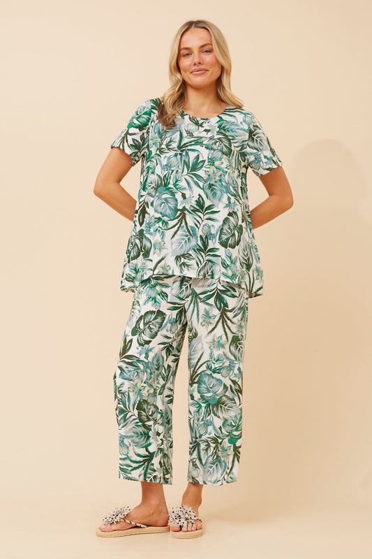 SUZE LEAF PRINT CULOTTES (Multi Green)