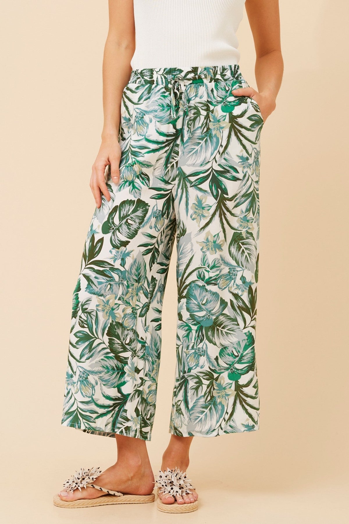 SUZE LEAF PRINT CULOTTES (Multi Green)