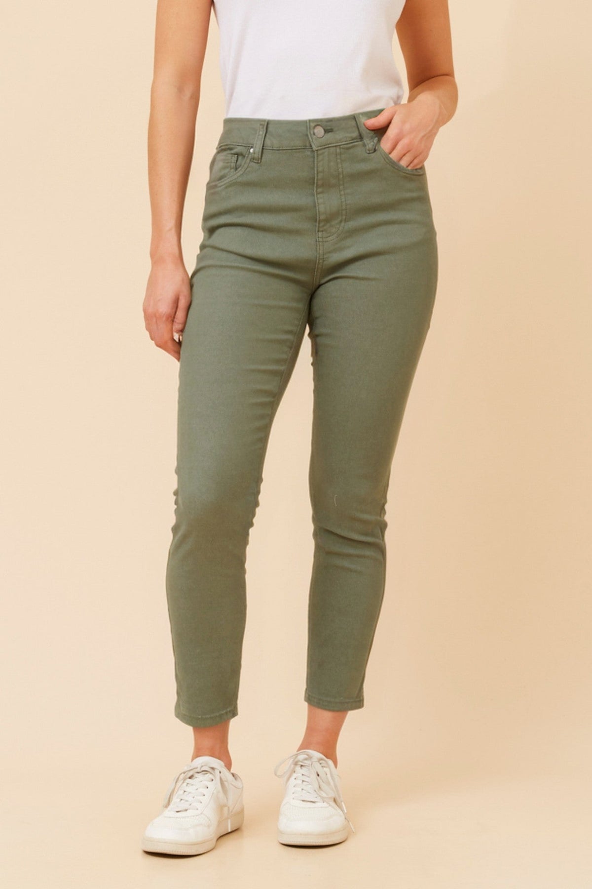 MALEA SOLID DENIM LONG PANTS (Khaki)