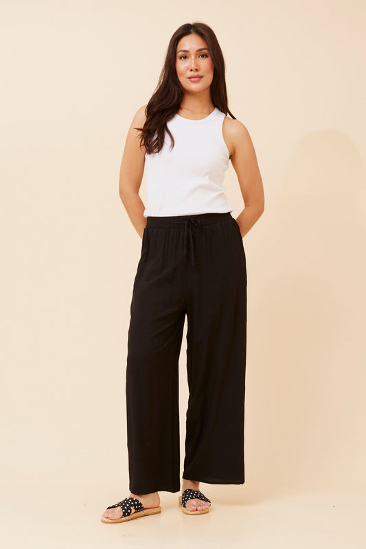 Caroline Morgan Australia SUZZEL SOLID WIDE LEG PANTS (Black)