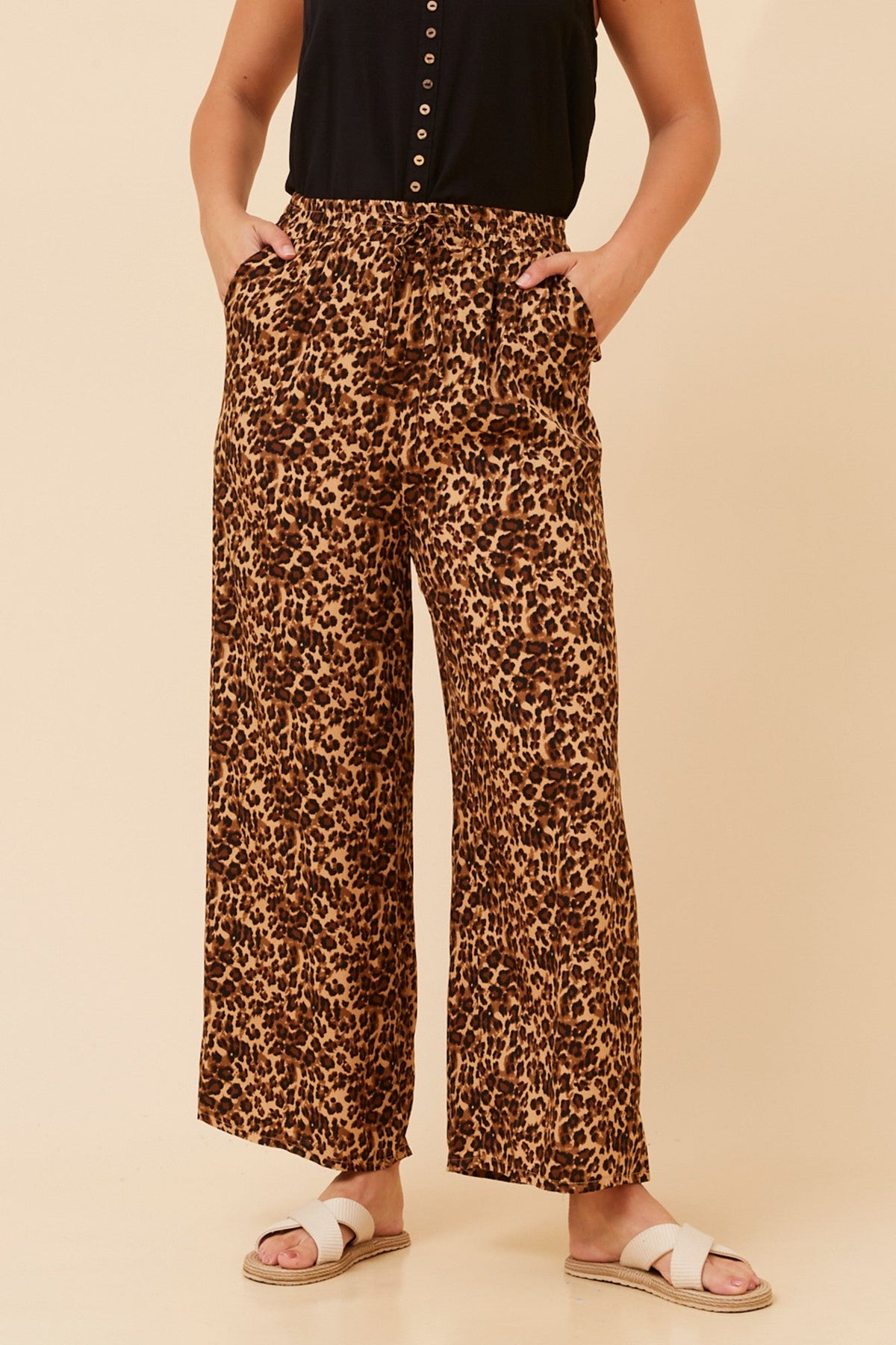 SUZZEL ANIMAL PRINT PANTS (Multi Beige)