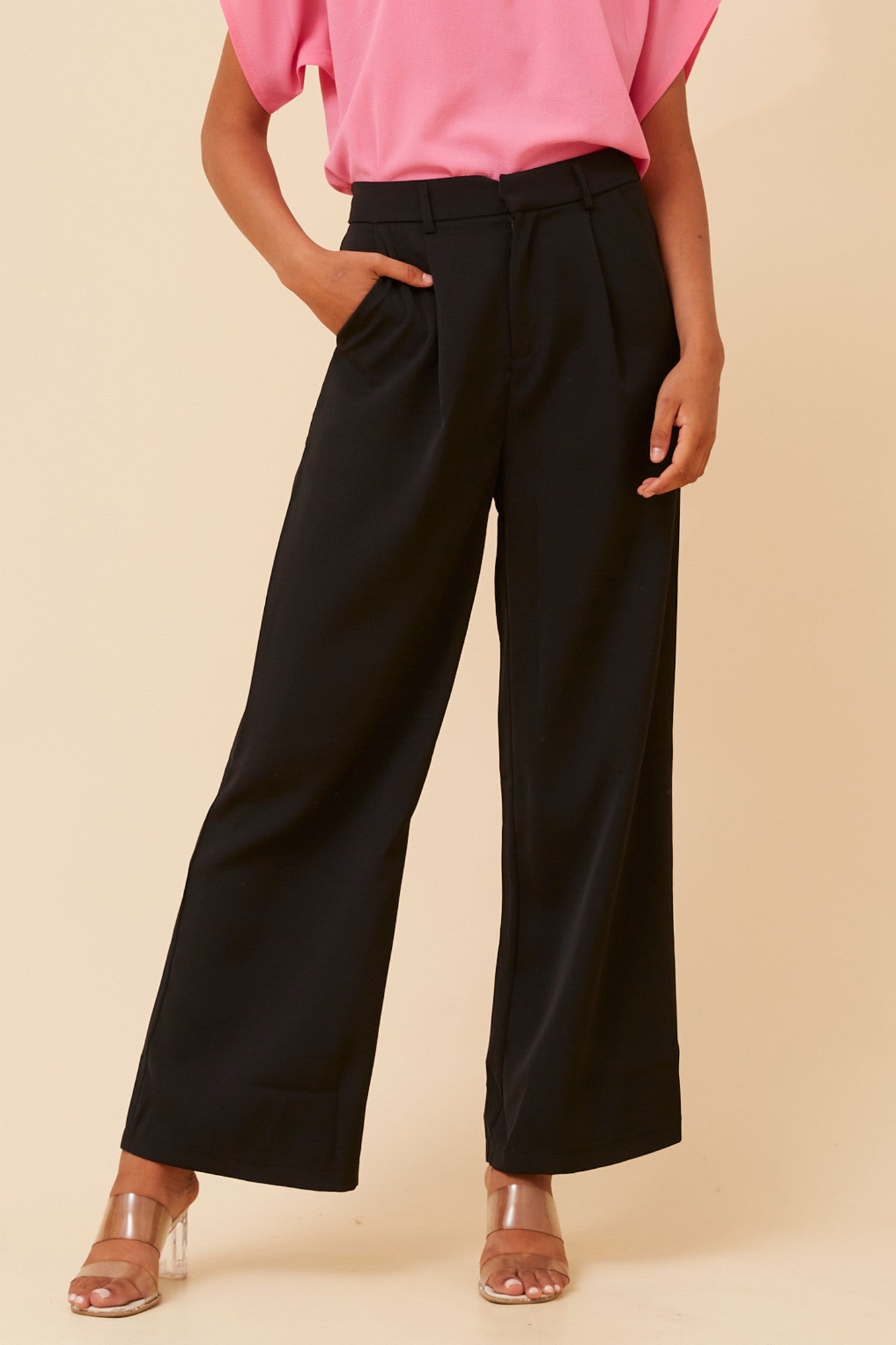 MAHA SOLID WIDE LEG PANTS (Black)