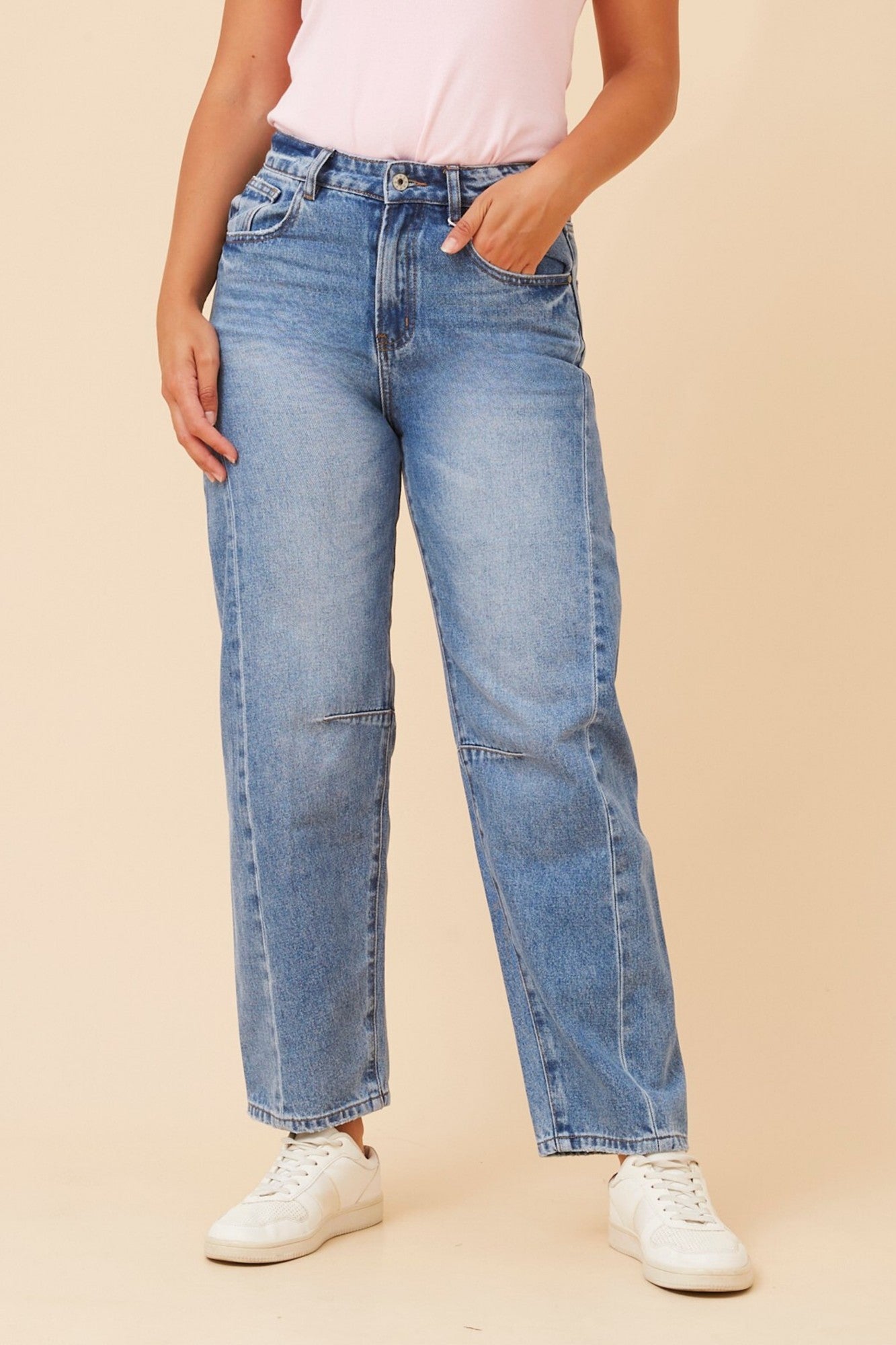 JESSALYN DENIM BARREL PANTS (Light Denim)