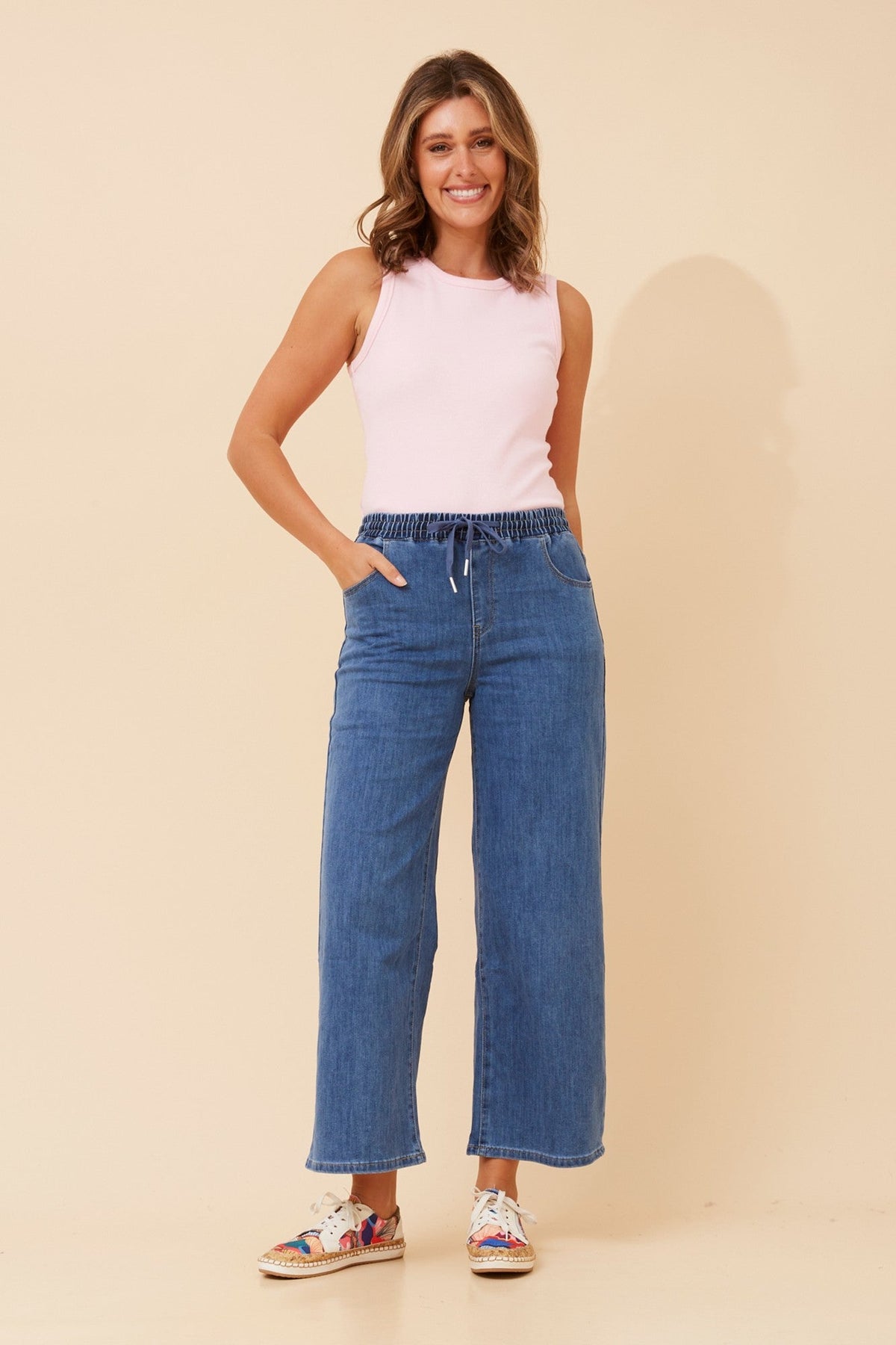 Image of Jeans. Product name - OMIR DENIM PANTS in Mid Denim colour by brand - INFINITY DENIM