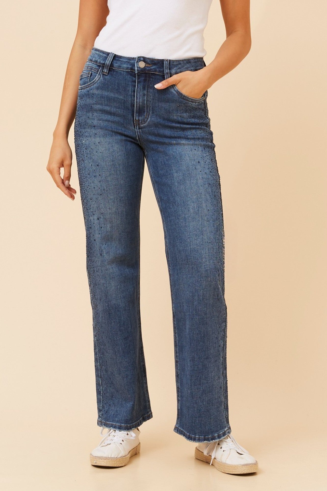 MICOLE DIAMANTE DENIM PANTS (Dark Denim)