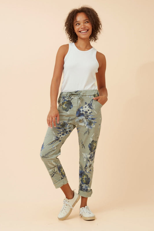 JANJA FLORAL JOGGER PANTS (Sage)
