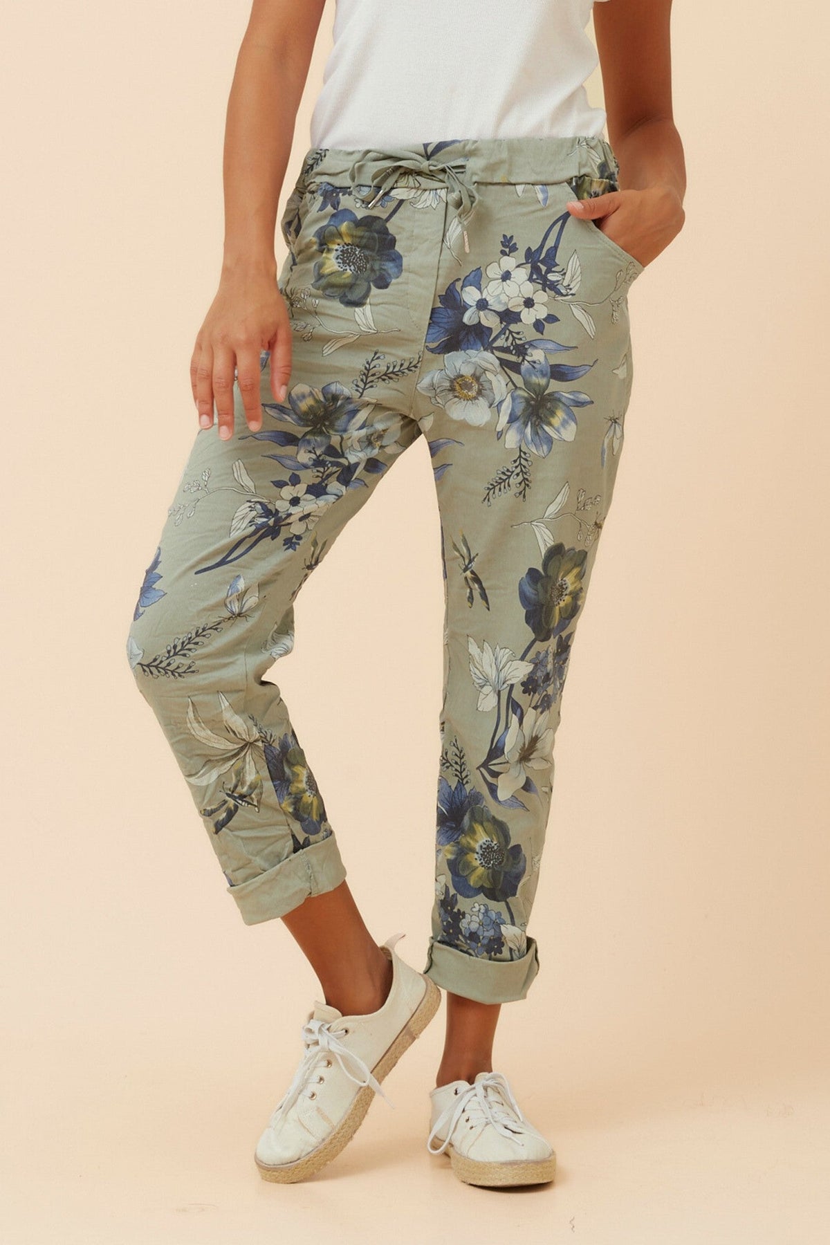 JANJA FLORAL JOGGER PANTS (Sage)