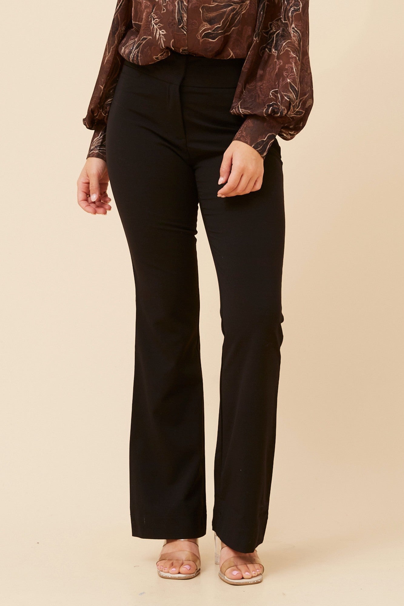 COLEEN FLARED LEG PANTS (Black)
