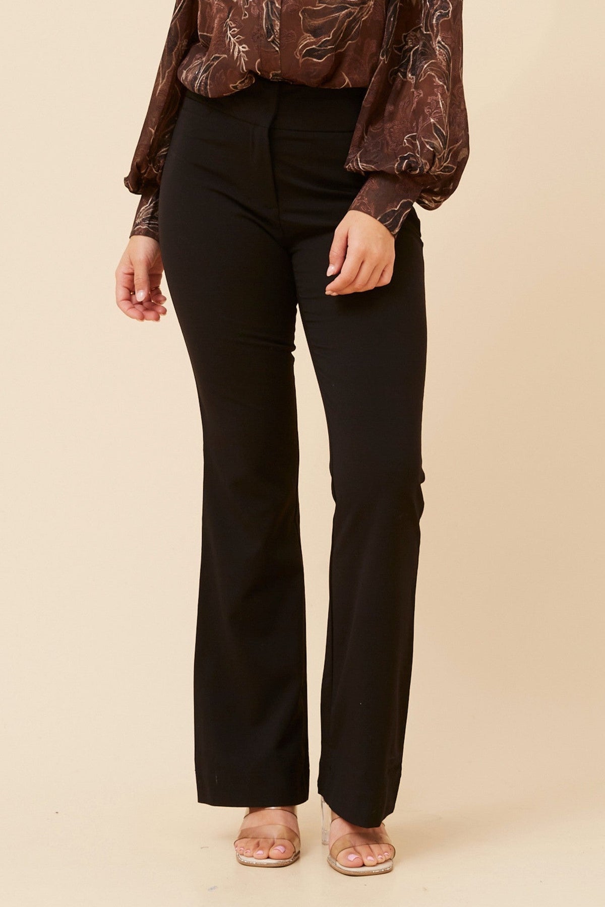 COLEEN FLARED LEG PANTS (Black)