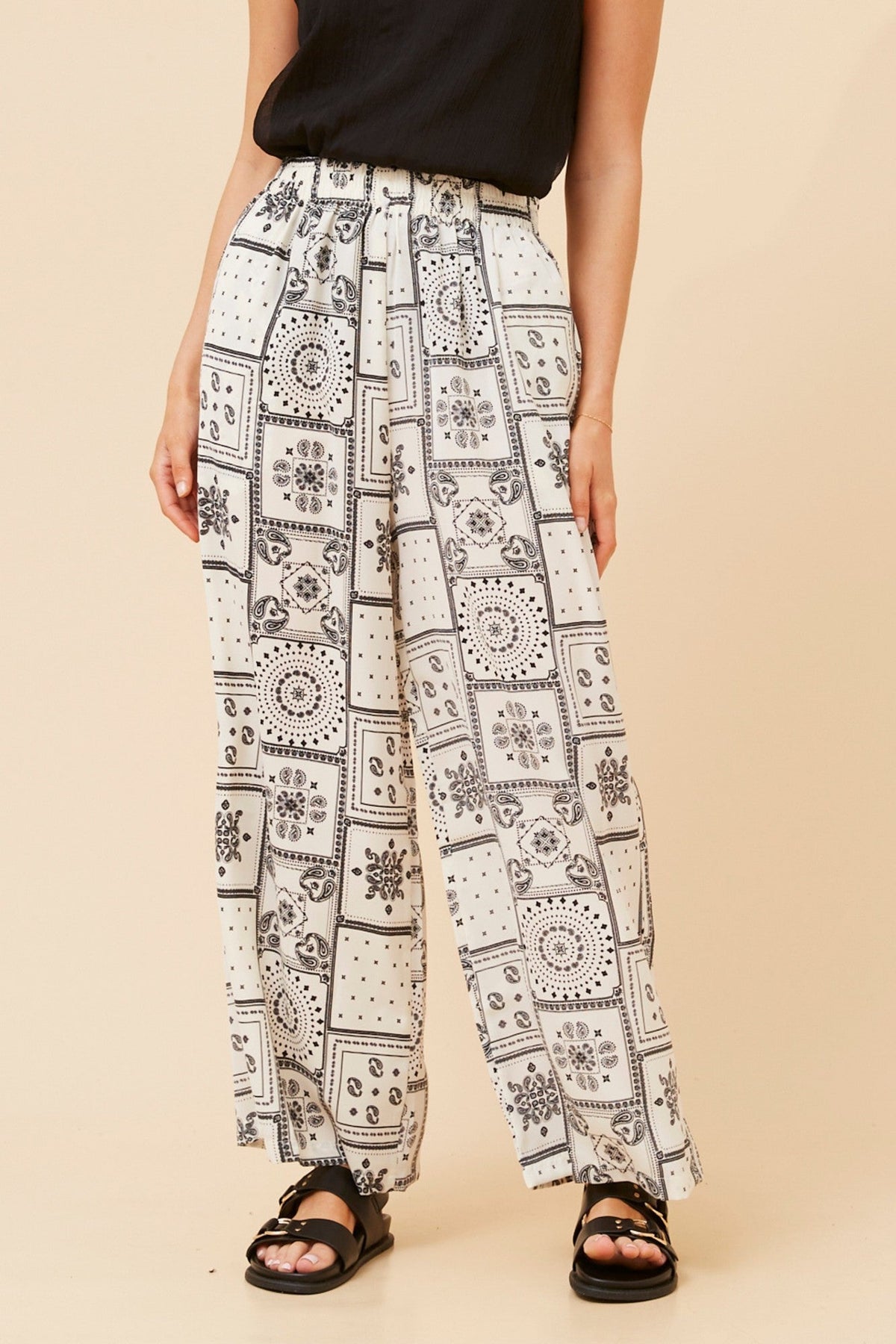 ANCA PATCHWORK PRINT PANTS (White And Black)