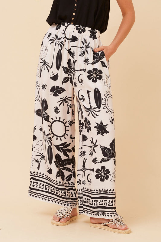 ANCA BORDER PRINT PANTS (Multi Black)