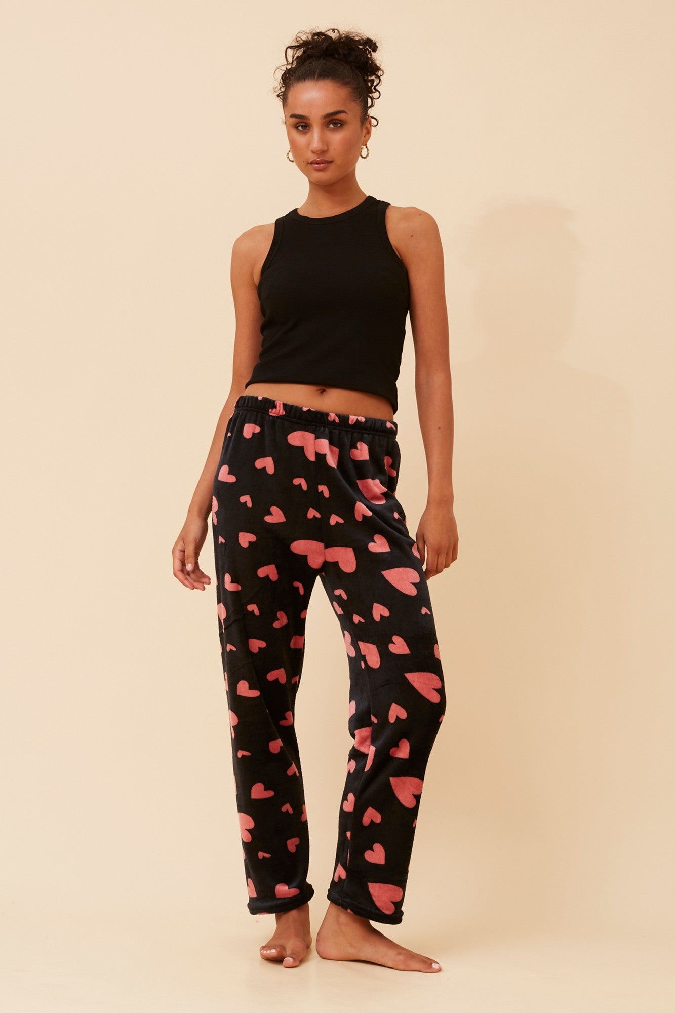 LEE HEART PRINT PYJAMA PANTS (Black)