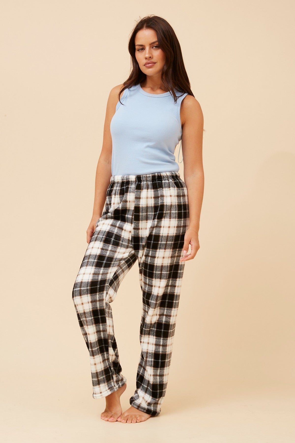 Caroline Morgan Australia LEE CHECK PRINT PYJAMA PANTS (Multi Black)