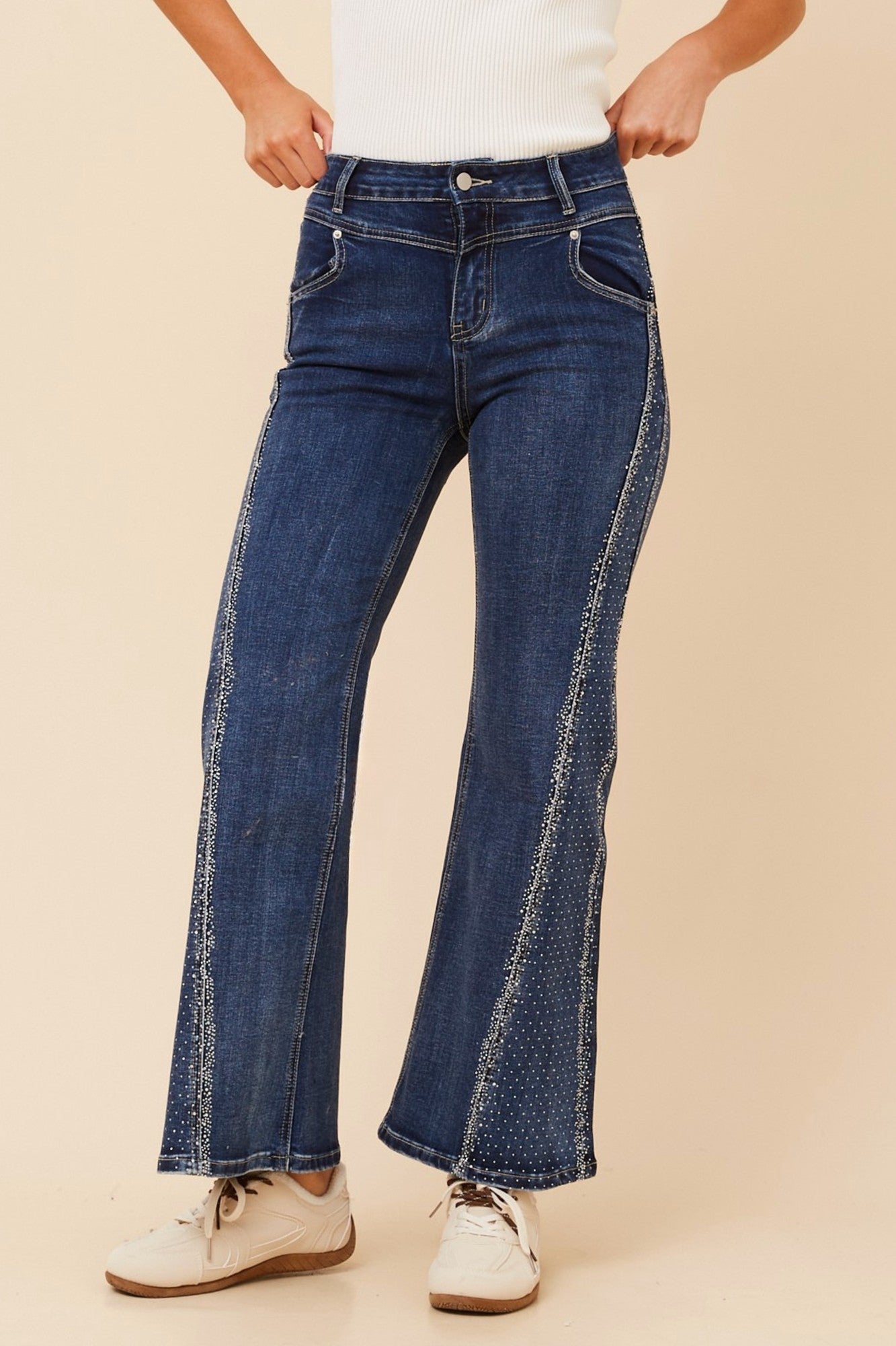 SIMON FLARED LEG DENIM PANTS (Mid Denim)