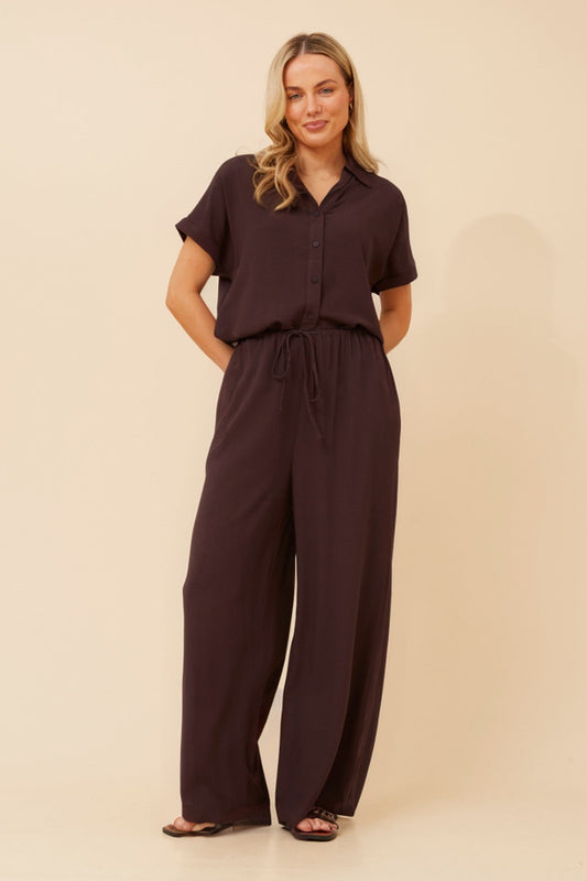 DONNY SOLID WIDE LEG PANTS (Chocolate)