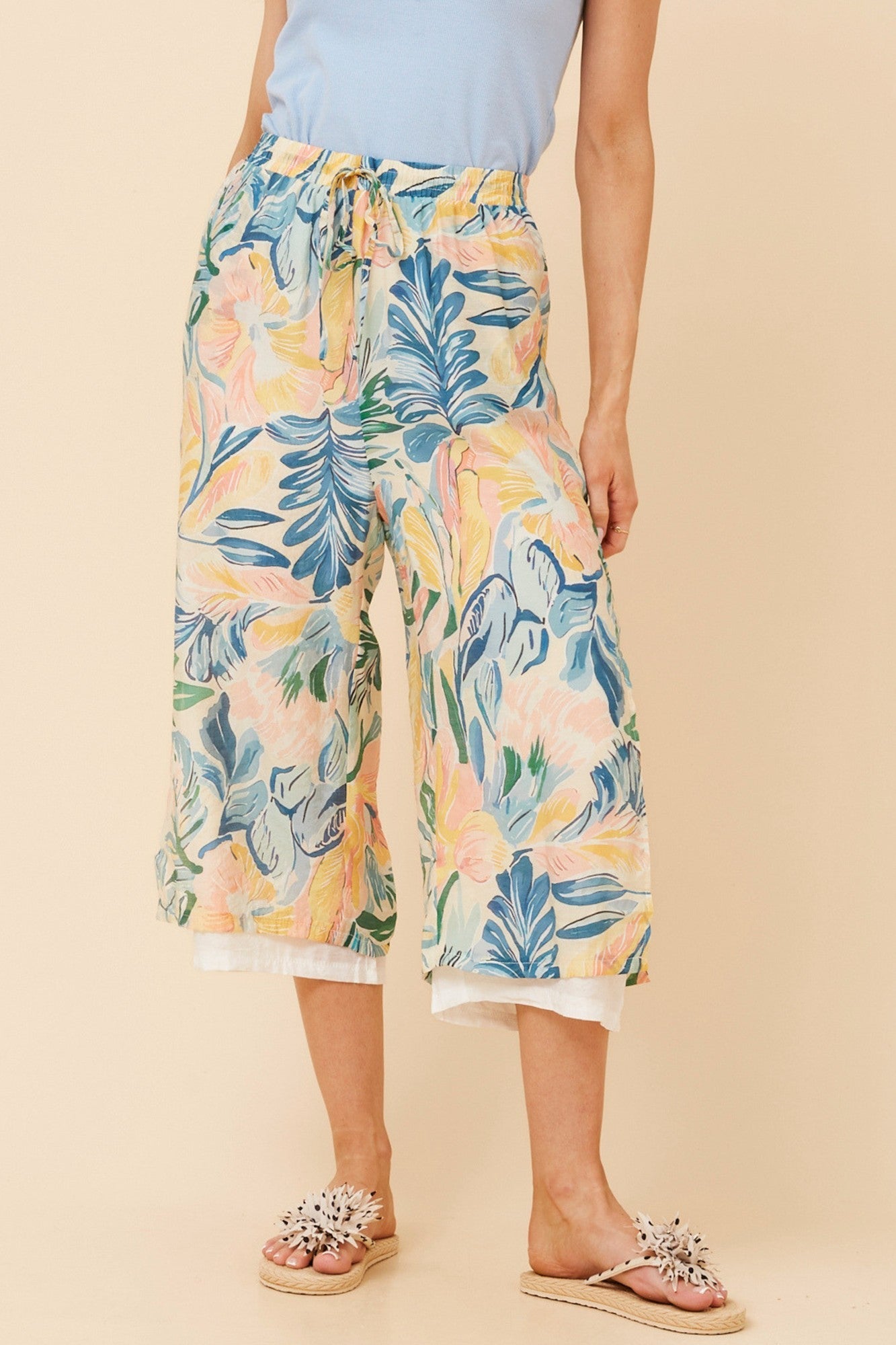 DAMIANA FLORAL CULOTTE PANTS (Multi Blue)