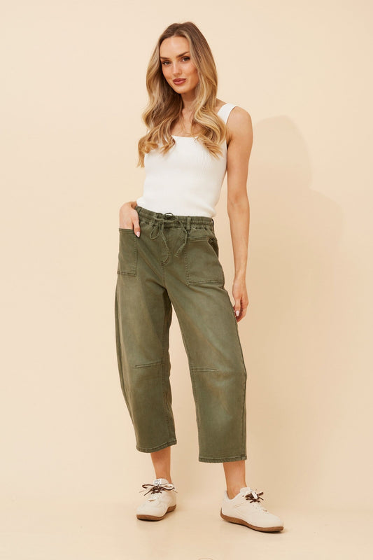 Image of Jeans. Product name - LUMA SOLID DENIM PANTS in Khaki colour by brand - INFINITY DENIM
