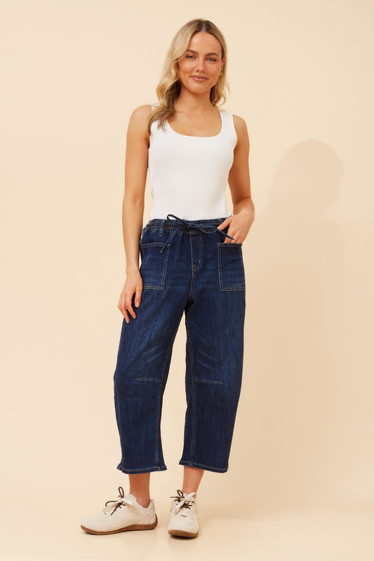 Image of Jeans. Product name - LUMA SOLID DENIM PANTS in Dark Denim colour by brand - INFINITY DENIM