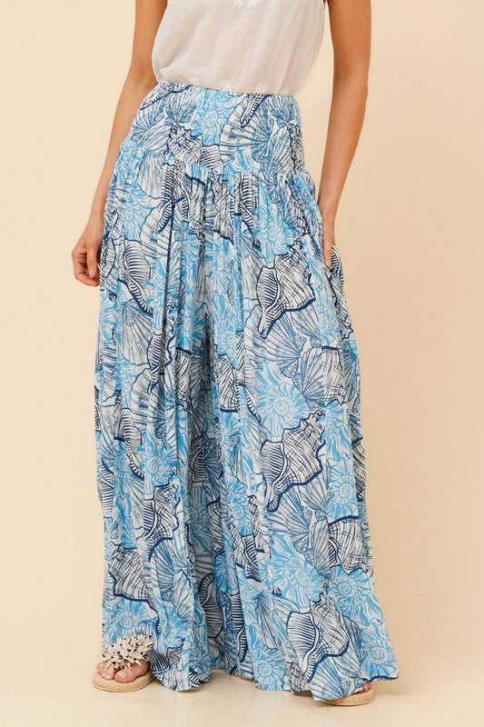 SEGAL SHELL PRINT PANTS (Aqua)