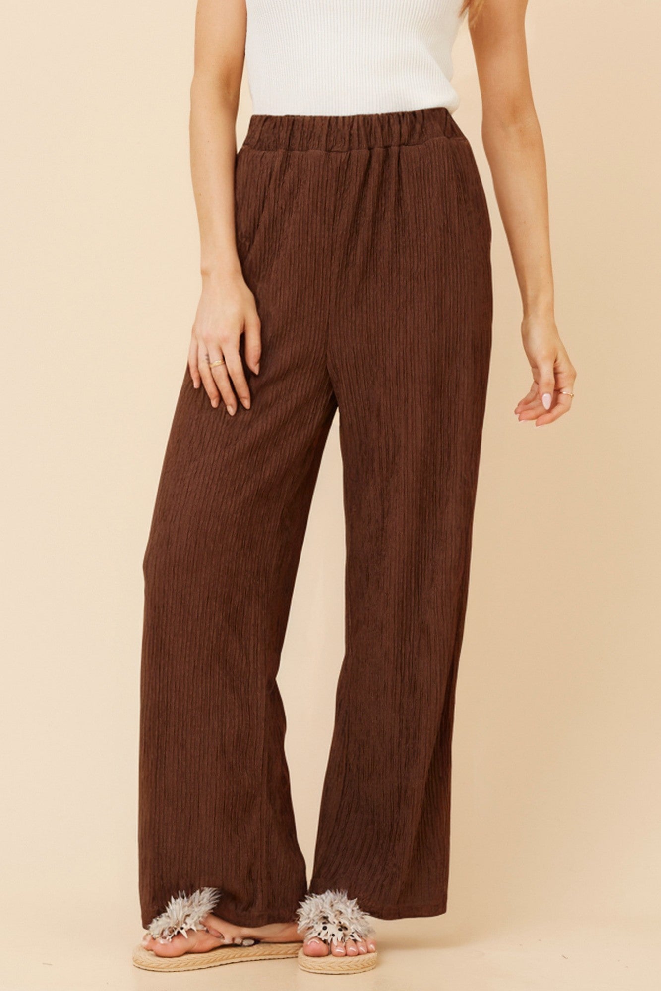 MERCER SOLID WIDE LEG PANTS (Chocolate)