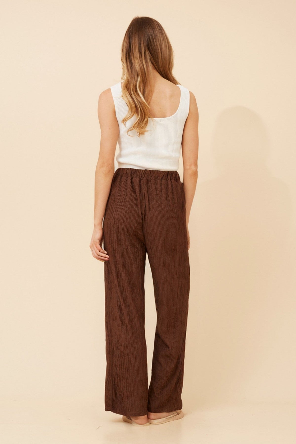 Caroline Morgan Australia MERCER SOLID WIDE LEG PANTS (Chocolate)