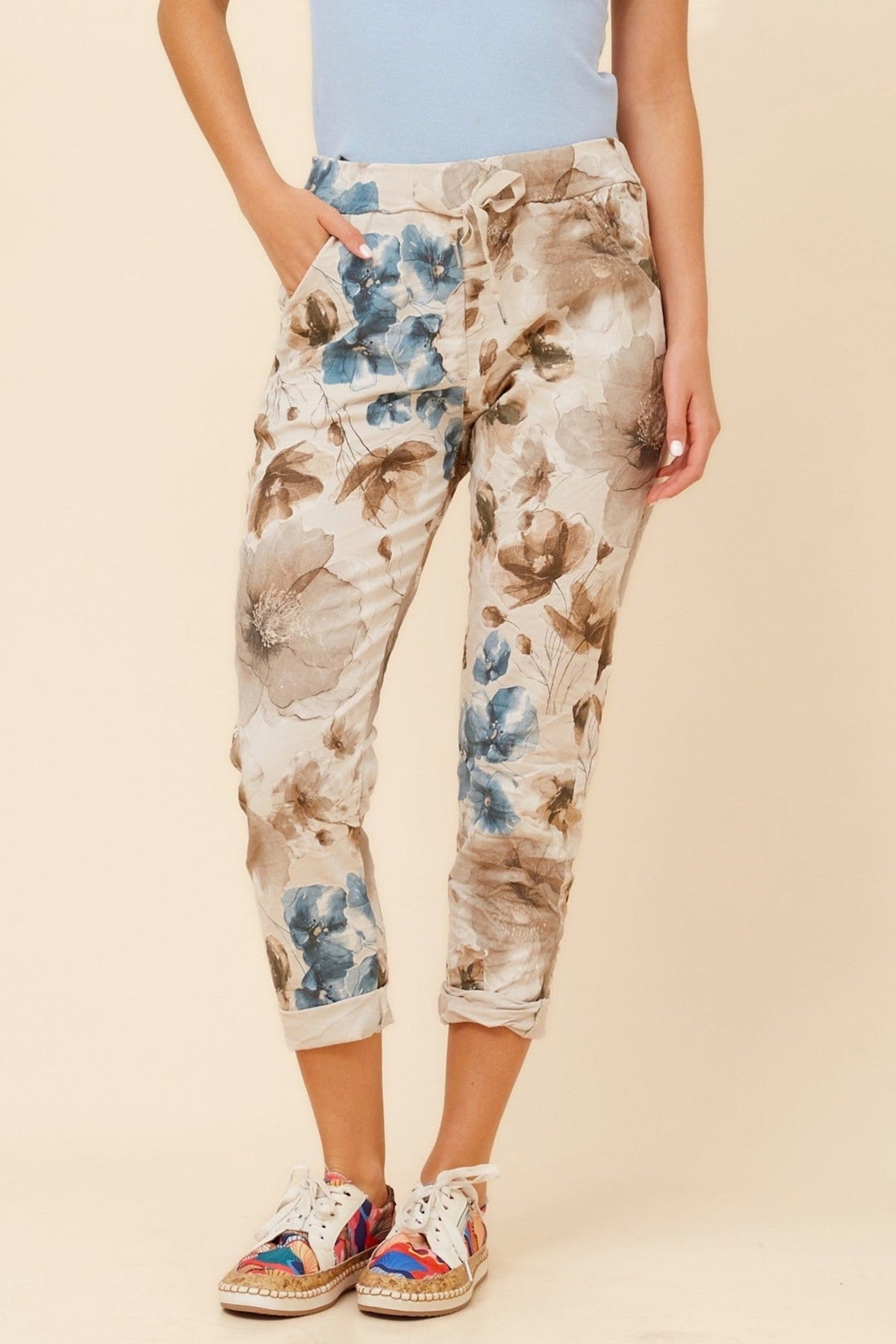 BOTTEGA MODA JANJA FLORAL JOGGER PANTS (Linen)