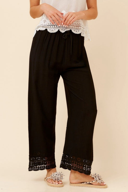 Caroline Morgan Australia GIANETTA LACE WIDE LEG PANTS (Black)