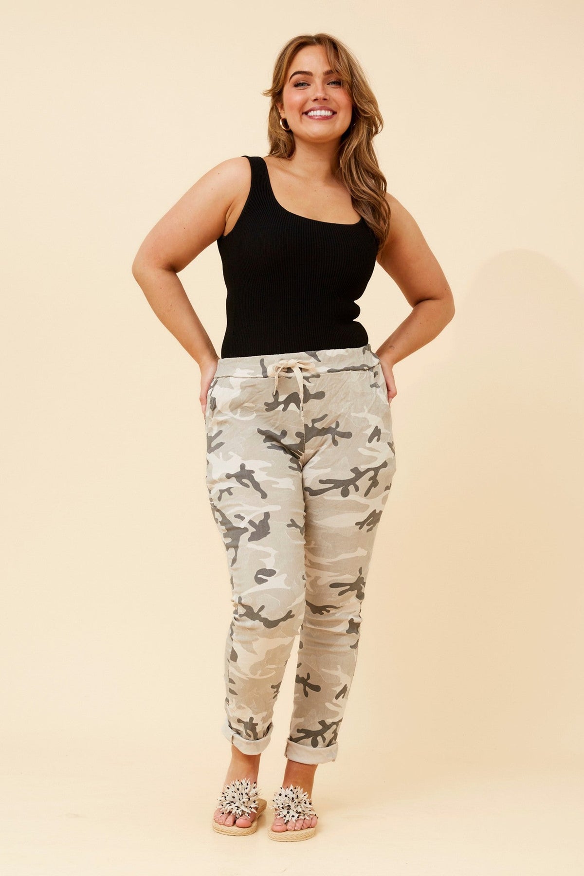 BOTTEGA MODA JANJA MILITARY PRINT JOGGER PANTS (Slate)