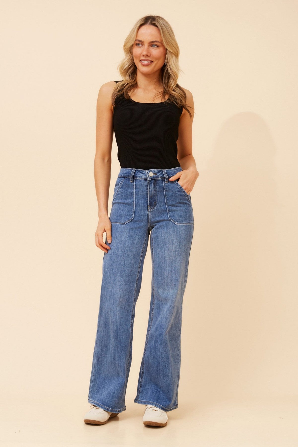 Image of Jeans. Product name - EMMETT BOOTCUT DENIM PANTS in Light Denim colour by brand - INFINITY DENIM
