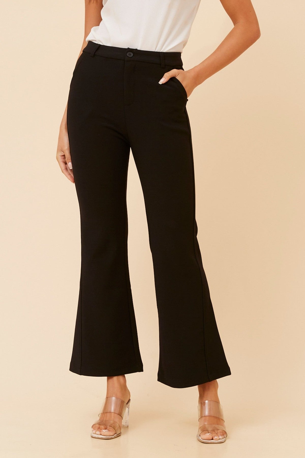 ELVISA FLARED LEG PANTS (Black)